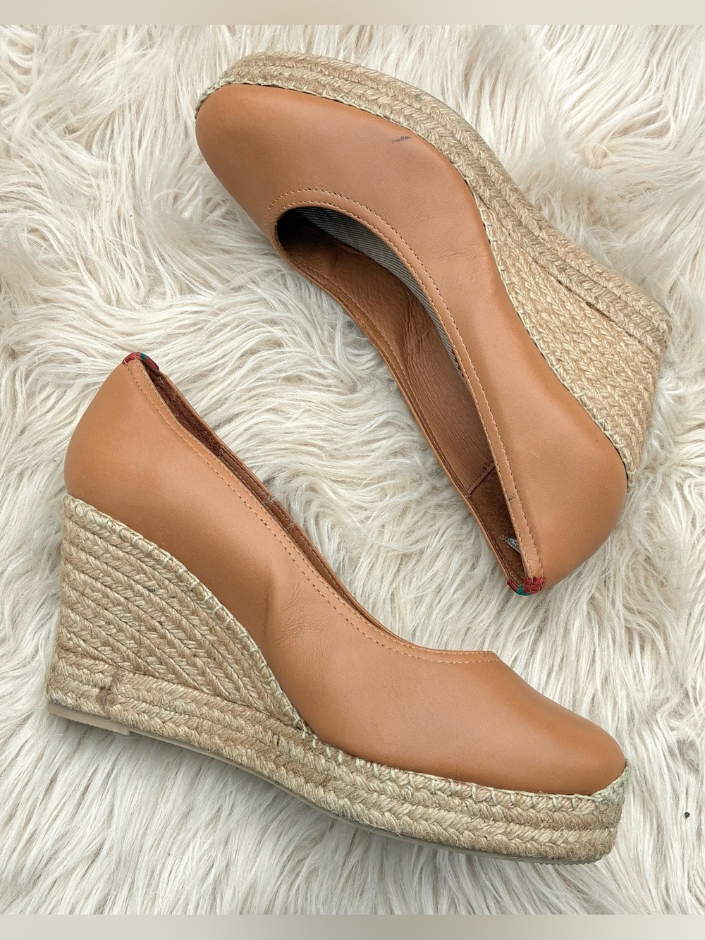 Penelope Chilvers EUC Leather Scoop Espadrille Wedge Pumps Sz 41, 10 US
